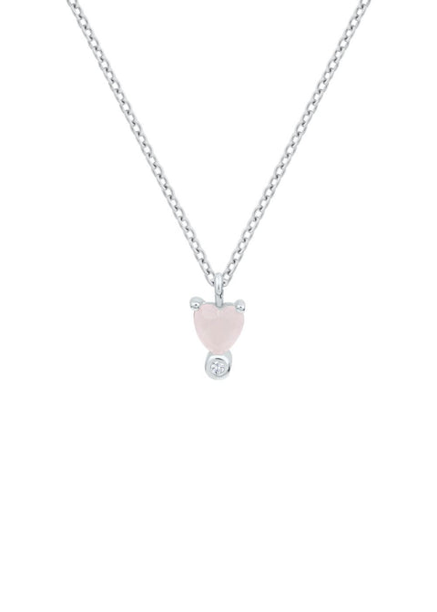 1. Dondella kids' necklace with heart pendant in sterling silver, featuring a zircon stone, shown in studio