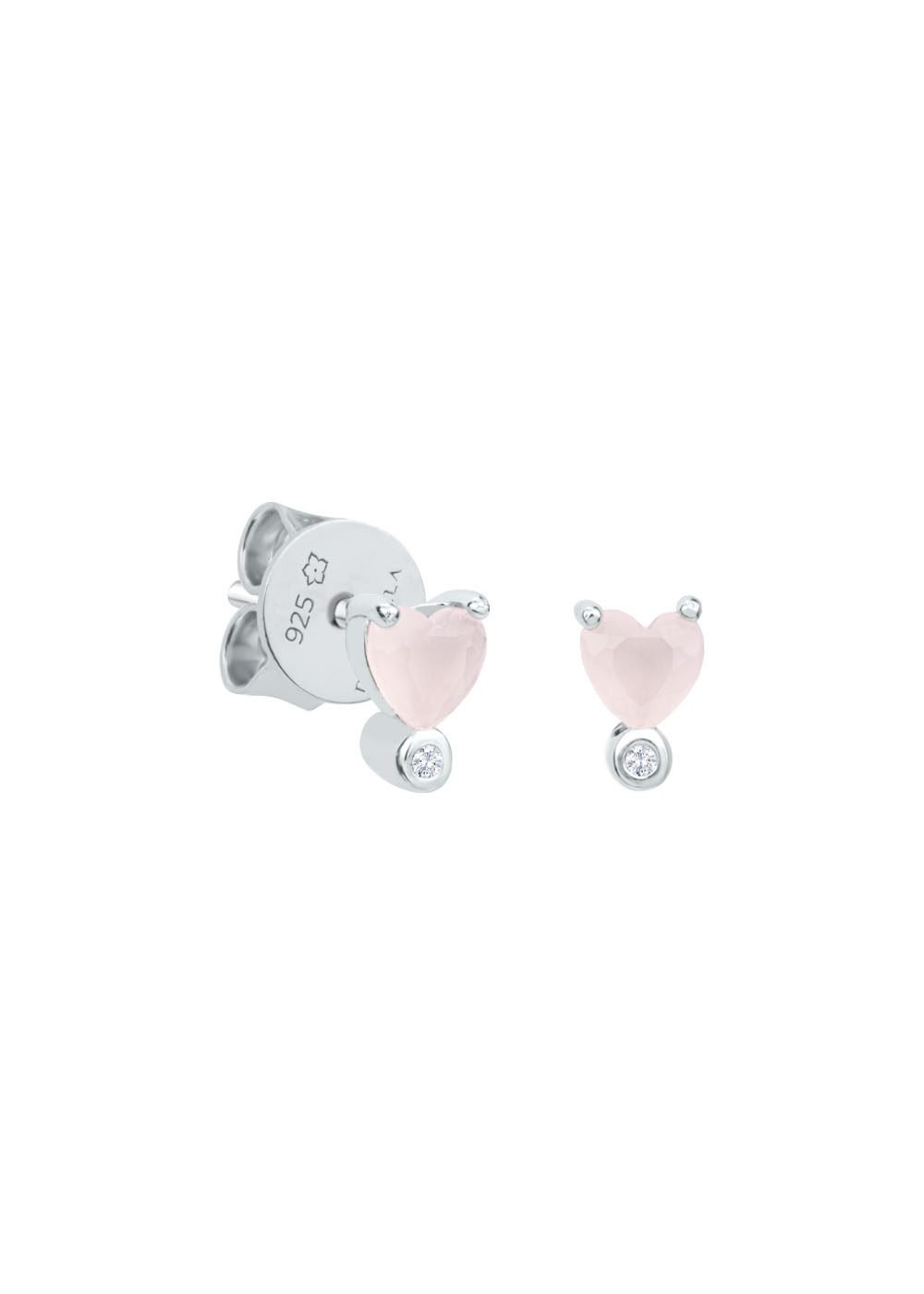 1. Dondella kids' love heart earrings in 925 sterling silver with zircon stones, shown in studio