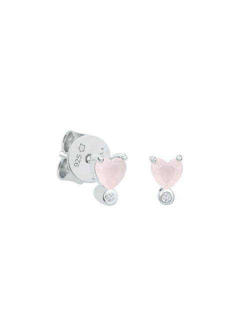 1. Dondella kids' love heart earrings in 925 sterling silver with zircon stones, shown in studio