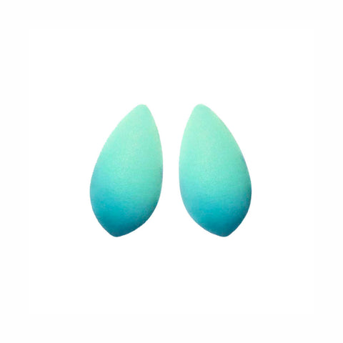 2. Pair of Tanel Veenre Mega Dream Day Earrings in turquoise with velvety cosmic dust coating on white background