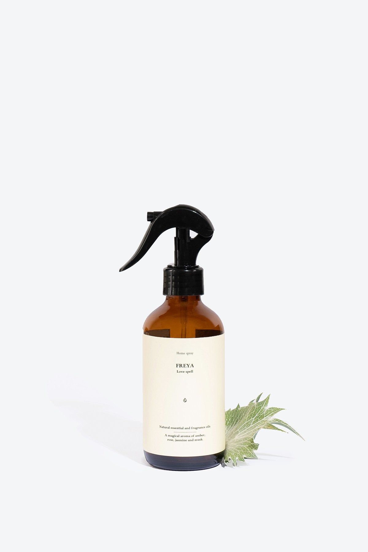 3. Smells Like Spells FREYA home spray with leaf accent, highlighting natural ingredients