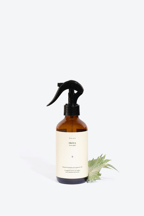 3. Smells Like Spells FREYA home spray with leaf accent, highlighting natural ingredients