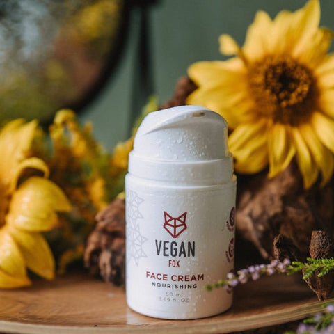 3. Vegan Fox Face Cream with sunflower backdrop, emphasizing natural ingredients