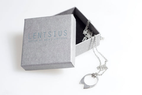3. Lentsius stainless steel necklace displayed in branded gift box with eco-velvet lining