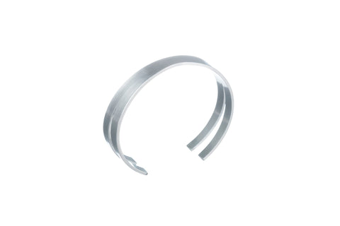 5. Studio image of Lentsius Exo bracelet, showing half-matte stainless steel finish