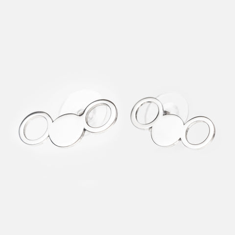 3. Studio shot of Lentsius Silva stainless steel earrings with circular design