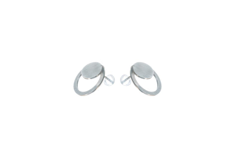 5. Studio image of Lentsius Luna earrings, featuring hypoallergenic stainless steel and silicone stoppers