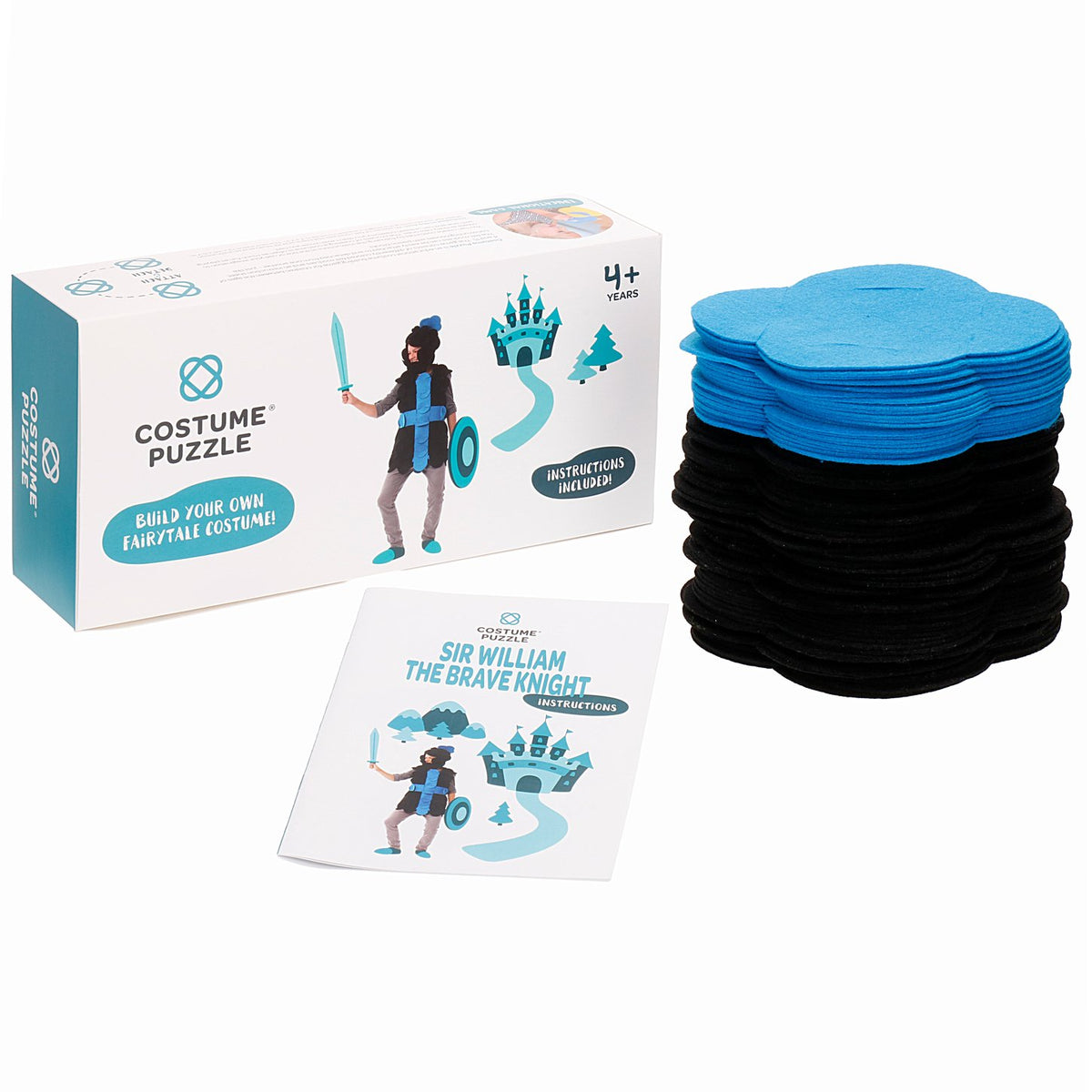 3. Costume Puzzle set with Sir William the Brave Knight instructions and blue and black felt pieces