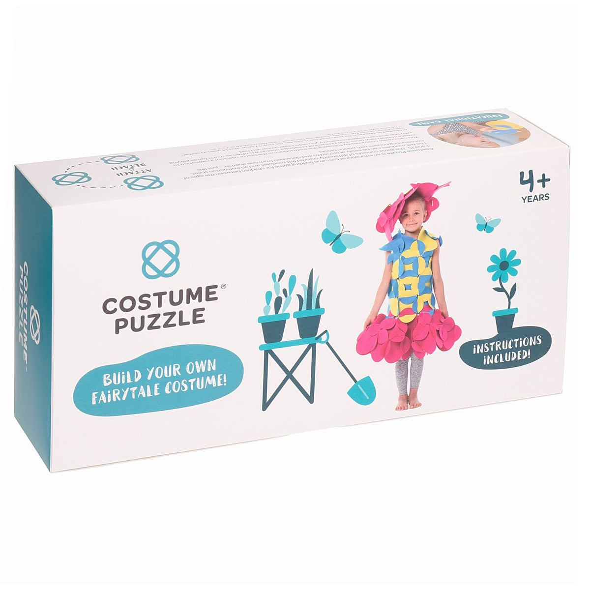 1. Box of Costume Puzzle Flora the Genius Fairy Botanist with colorful felt pieces and instructions for children aged 4 and up
