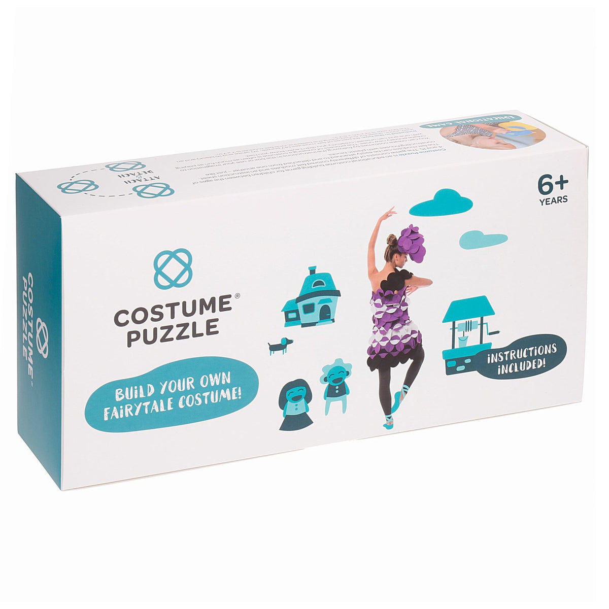 2. Costume Puzzle box with illustration of ballerina and text 'Build Your Own Fairytale Costume!' for ages 6 and up