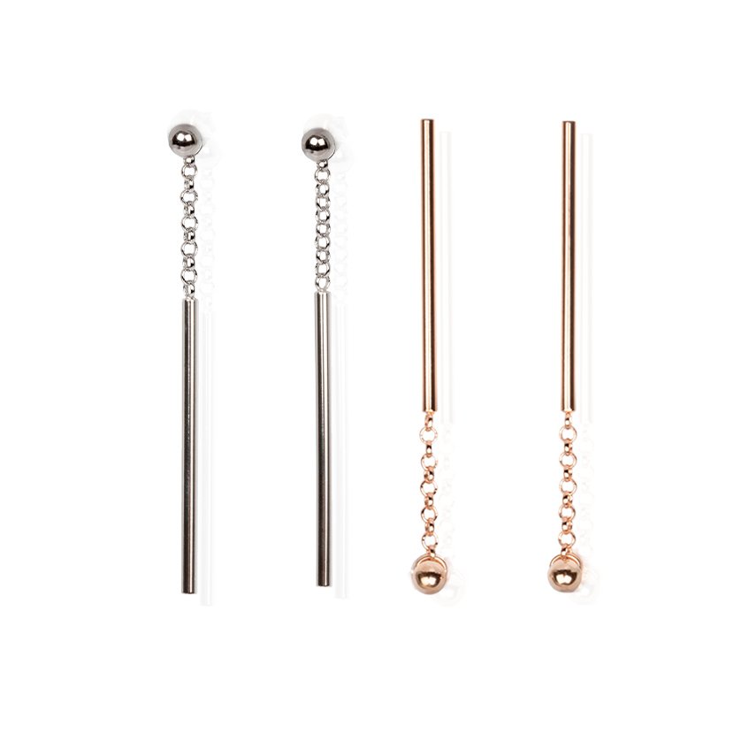 3. MyaMoon Dots Falling Earrings in rose gold and silver, highlighting versatile mix and match options