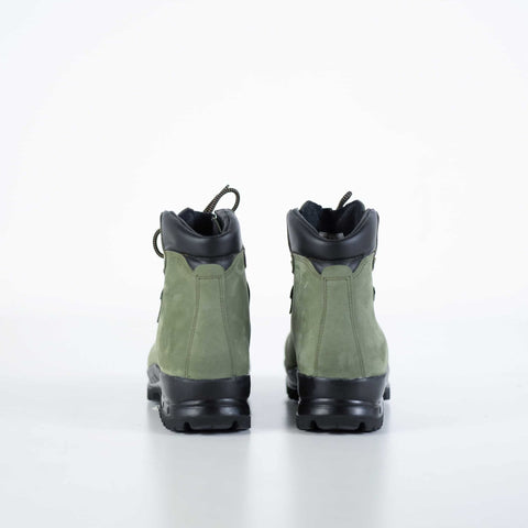 2. Back view of Samelin 5531 Firtree Hiking Boots in green nubuck leather, studio setting