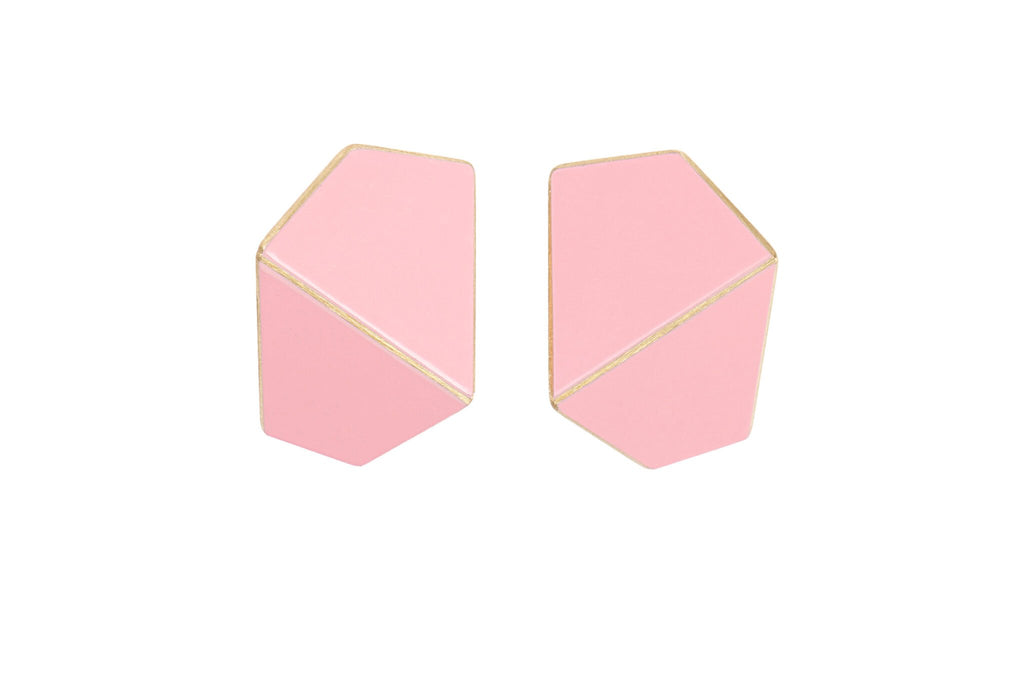 7. Lisa Kroeber Jewellery Folded Wide Earrings in pink, handcrafted brass and sterling silver