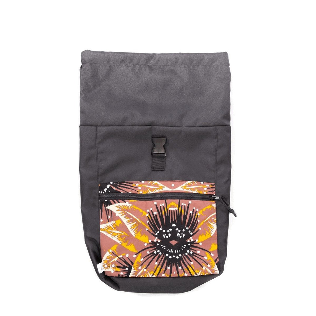 4. Drinbags ALIENS waterproof backpack in black with floral pattern, studio shot