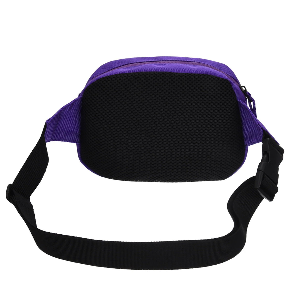 3. Back view of The Groke Retro Waist Bag in black and purple by Moomin, showing adjustable strap