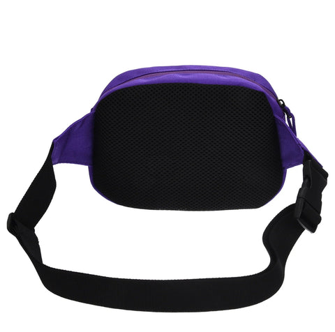 3. Back view of The Groke Retro Waist Bag in black and purple by Moomin, showing adjustable strap