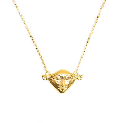 2. Studio image of Hathor Harmony Choker in gold by New Vintage by Kriss, featuring gold-covered silver pendant