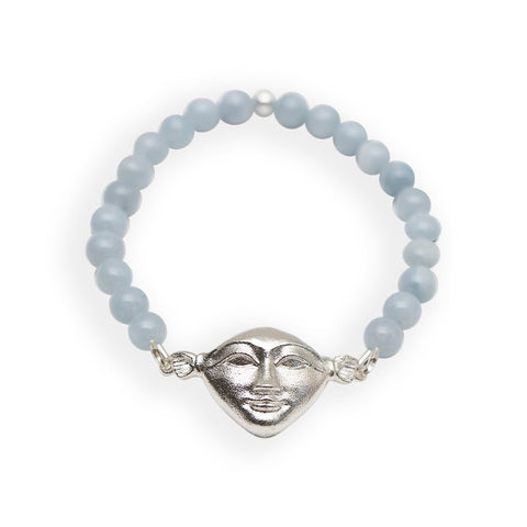 4. Studio image of Hathor Harmony Bracelet in aquamarine and 925 silver by New Vintage by Kriss, highlighting intricate craftsmanship