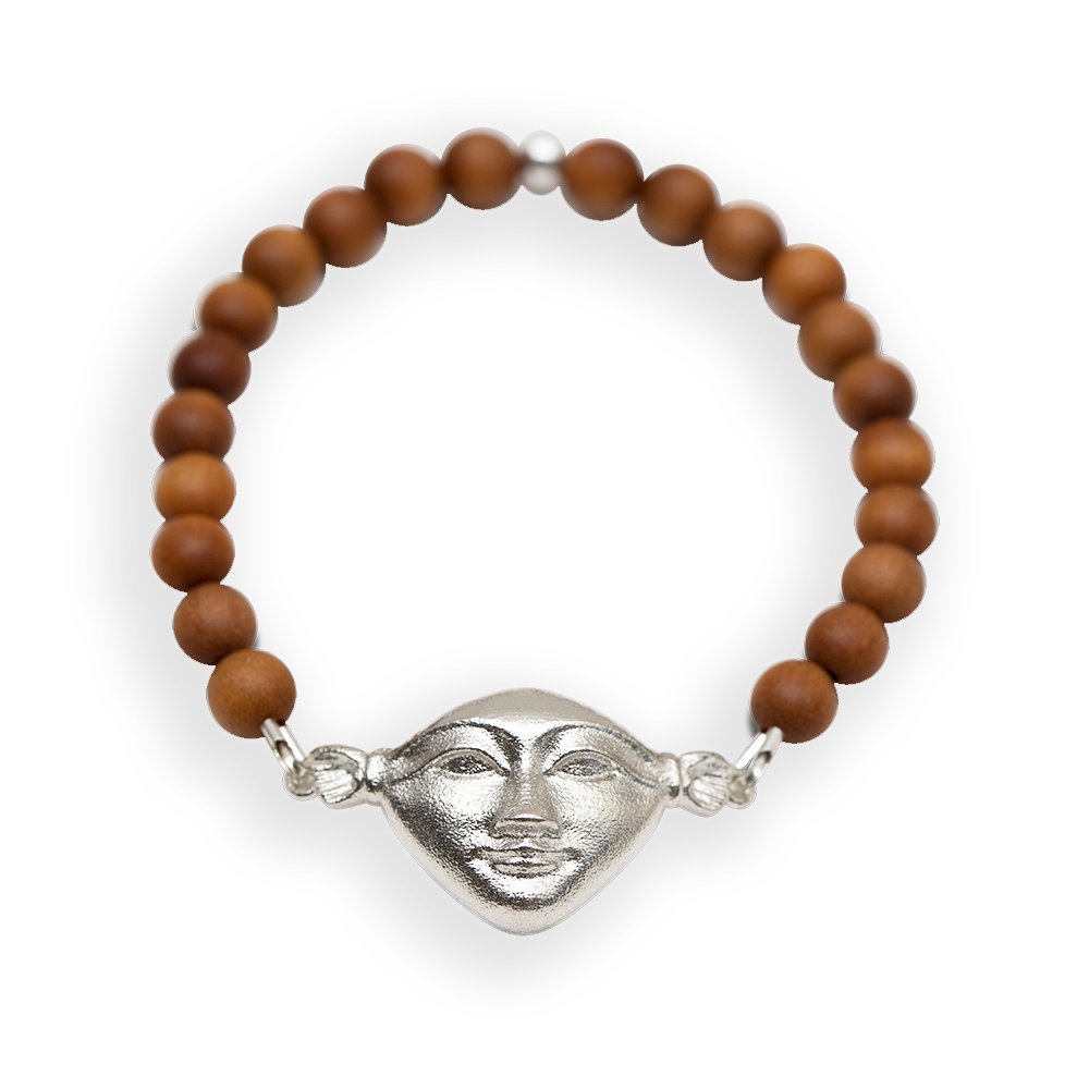 4. Hathor Harmony Bracelet in sandalwood with silver face, studio shot