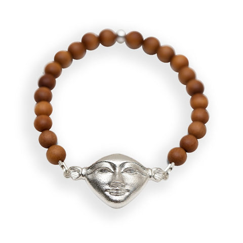 4. Hathor Harmony Bracelet in sandalwood with silver face, studio shot