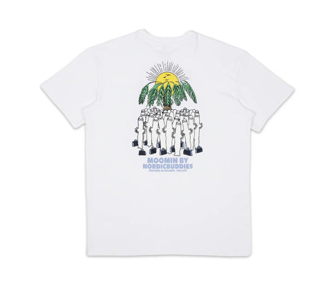 3. Unisex Hattifatteners Surf Trip T-Shirt by Moomin, studio shot of back design with Hattifatteners graphic