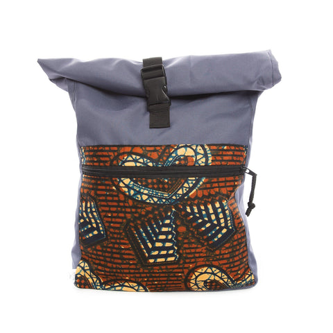 1. Drinbags HEART RIBBON waterproof backpack with heart pattern, shown in studio with roll-top closure