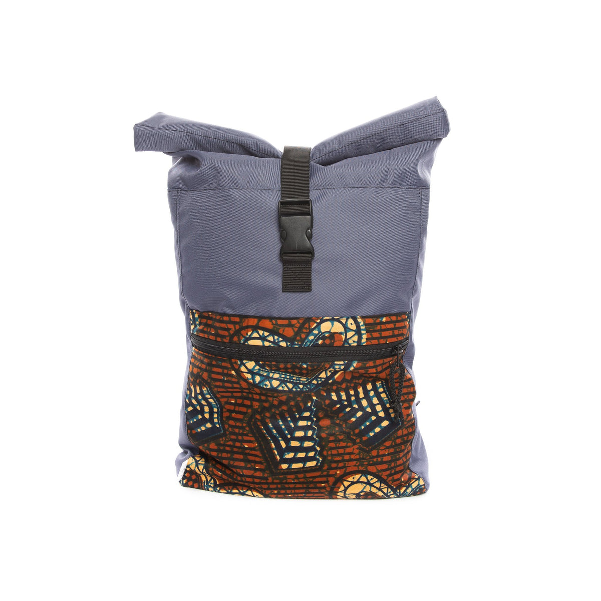 2. Drinbags HEART RIBBON waterproof backpack in blue and orange, studio shot with roll-top closure