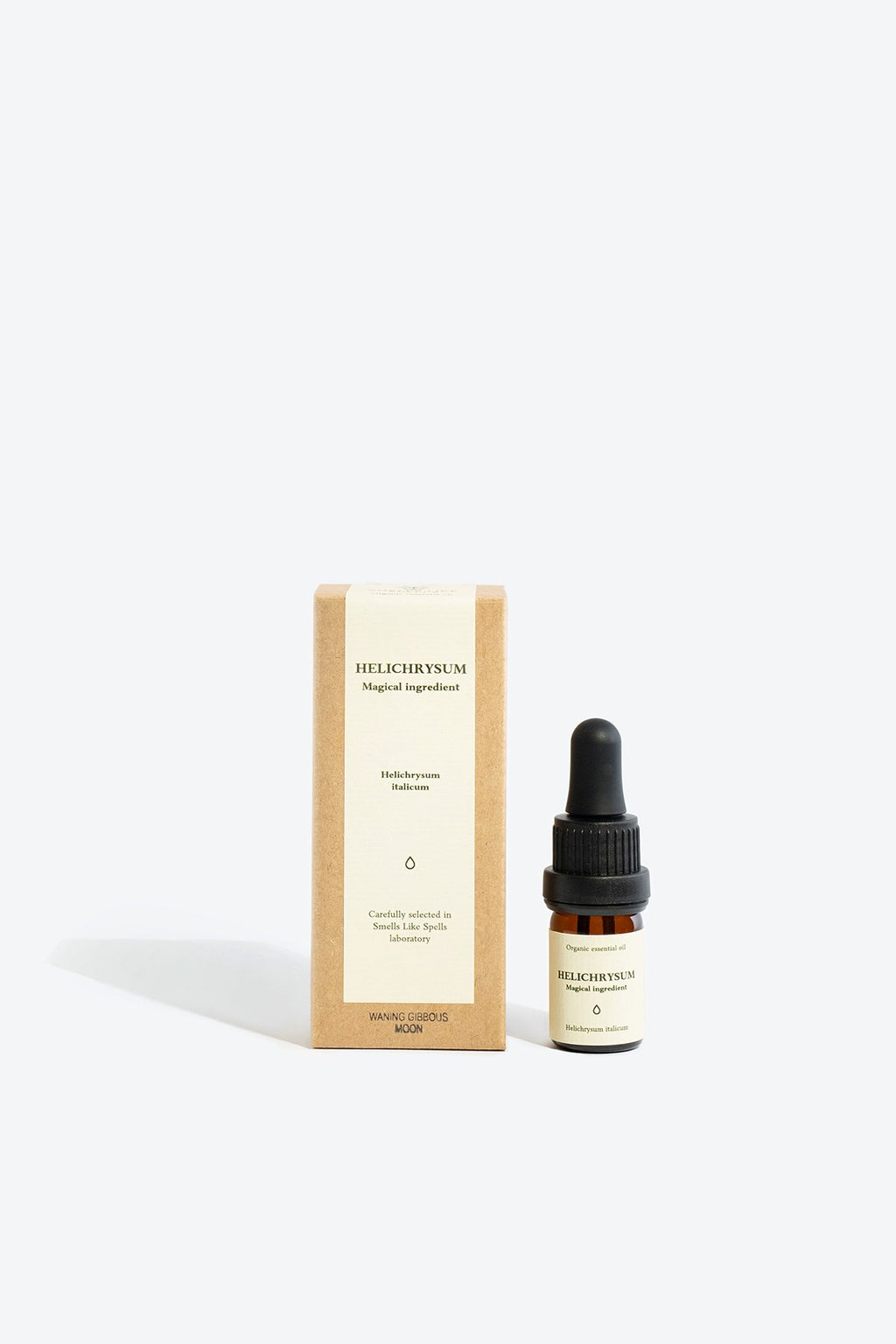 2. Smells Like Spells Helichrysum Essential Oil with recyclable packaging, 5 ml bottle and box