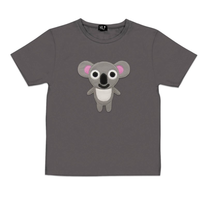 4. Kids grey koala t-shirt by HILP, featuring a charming koala motif, perfect for everyday wear