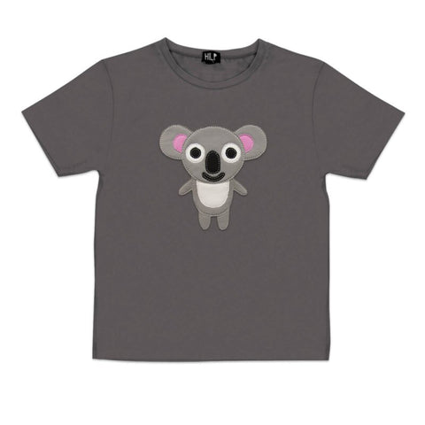 4. Kids grey koala t-shirt by HILP, featuring a charming koala motif, perfect for everyday wear