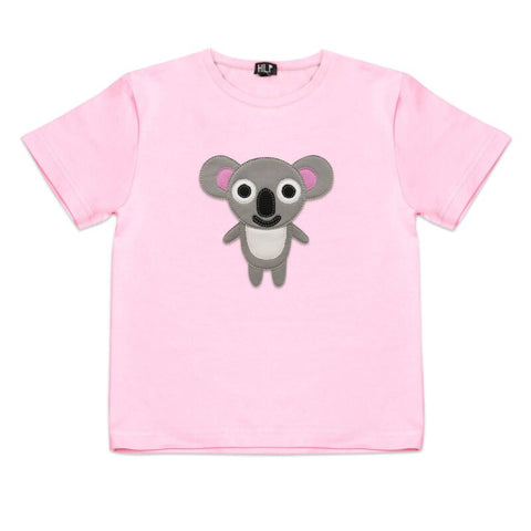 2. Kids pink koala t-shirt by HILP, showcasing a playful koala design, crafted from breathable cotton
