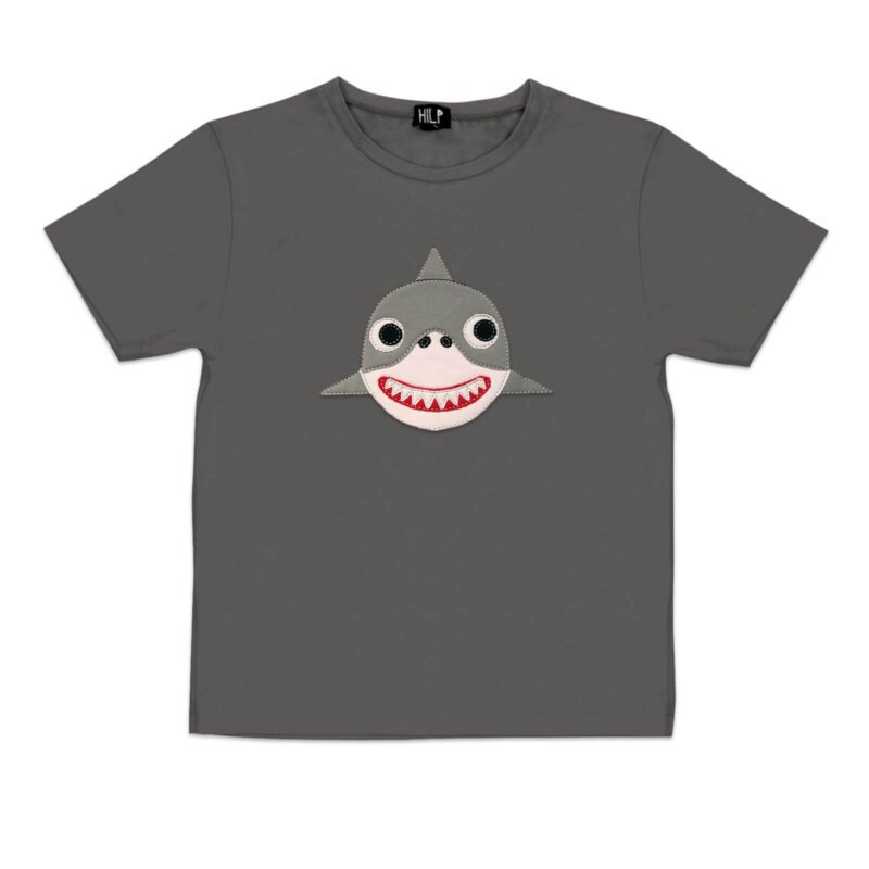 4. Kids grey shark t-shirt by HILP with adorable shark graphic, studio photo