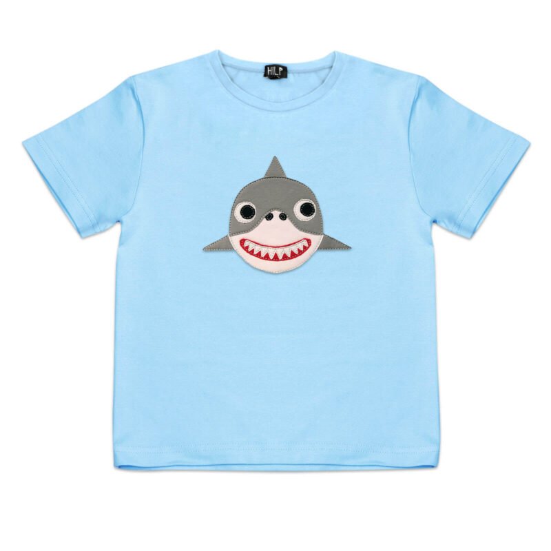 5. Kids light blue shark t-shirt by HILP featuring charming shark design, studio view