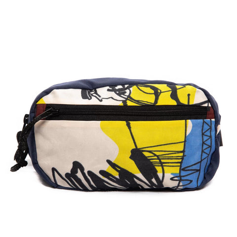 1. Drinbags PAINT spacious waist bag with vibrant abstract design, front view showing flat pocket