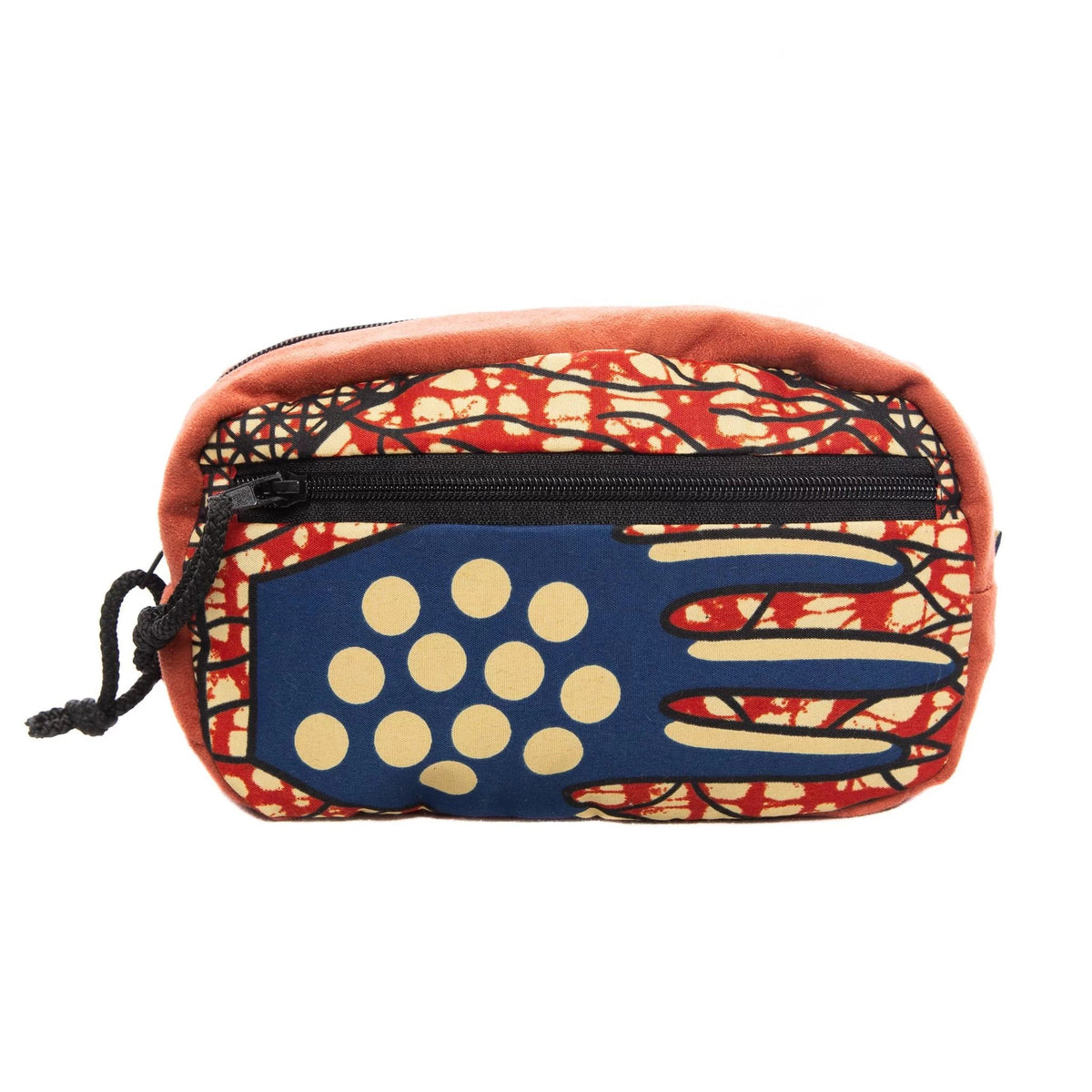 1. Drinbags HAND spacious waist bag with vibrant pattern, featuring front pocket and main section, shown in studio