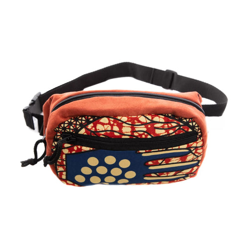 3. Drinbags HAND waist bag with adjustable strap, front view highlighting bold pattern and dual pockets