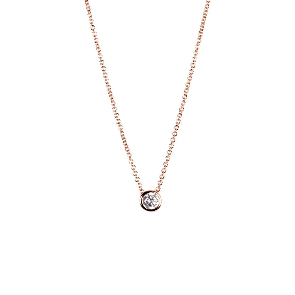 3. MyaMoon Illumi Choker in rose gold with zircon detail, studio shot highlighting delicate chain and pendant