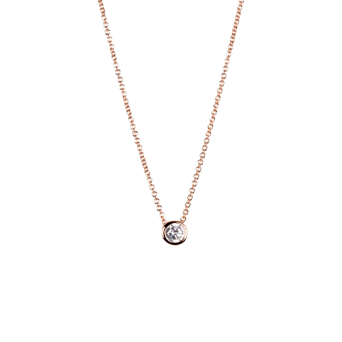 3. MyaMoon Illumi Choker in rose gold with zircon detail, studio shot highlighting delicate chain and pendant