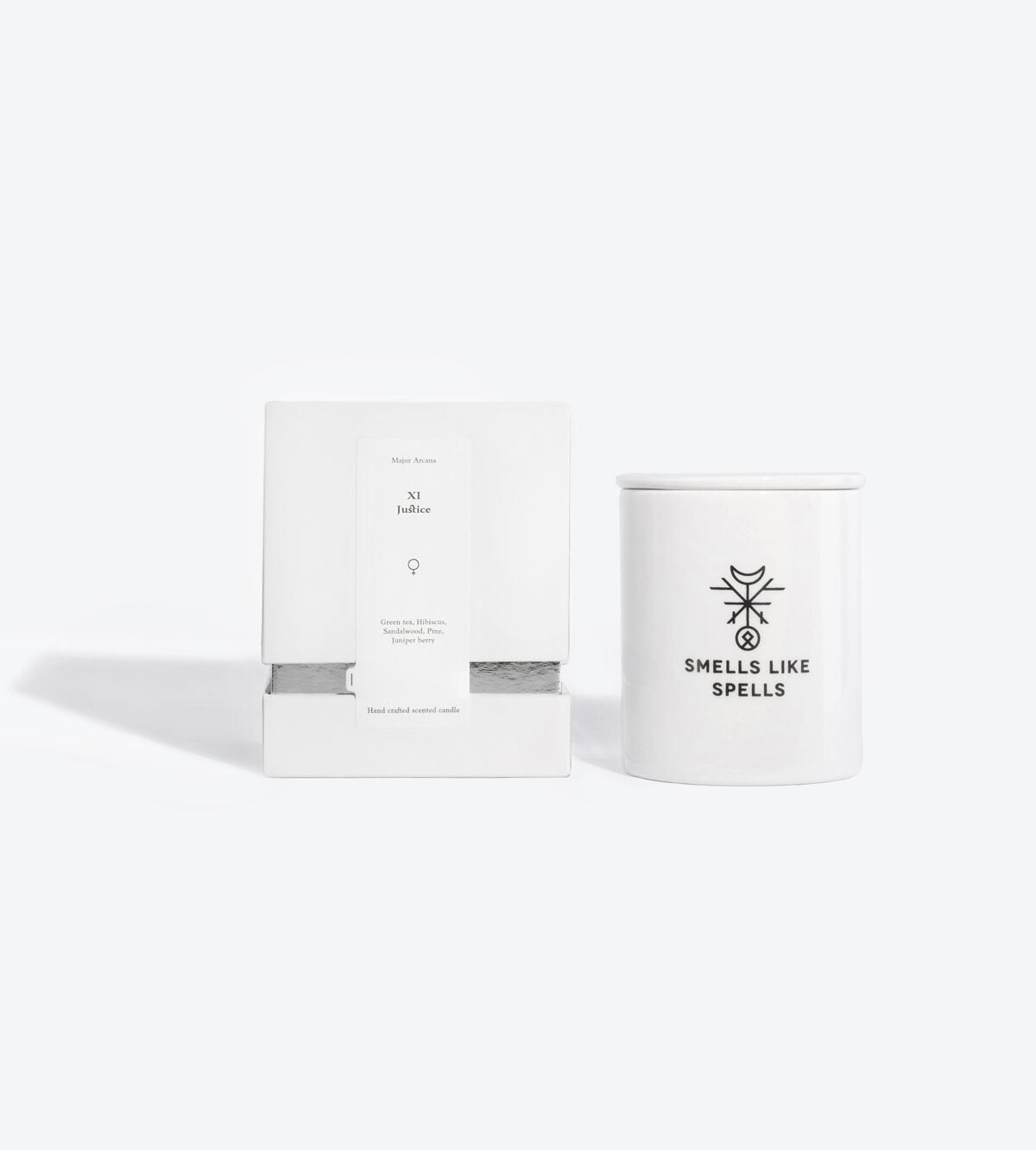 4. Smells Like Spells Scented Candle JUSTICE with packaging, highlighting hand-made design