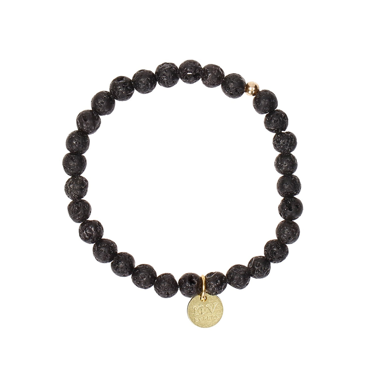 1. Men's Lava Stone Bracelet by New Vintage, featuring 8mm black lava stone beads with a silver accent, shown in a studio setting