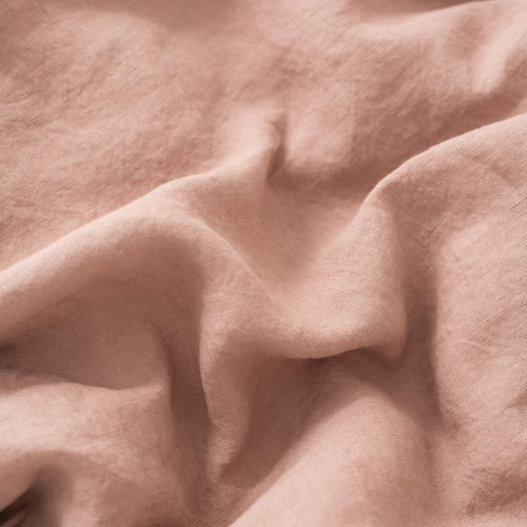 3. Close-up of cafe creme linen fabric showing soft texture and natural folds
