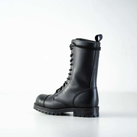 4. Samelin 516 High Aviator Boots in black, shown from the back in studio setting