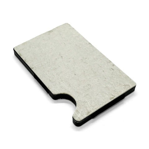 4. Flat lay of Kohev Lumi card holder showing natural slate texture and minimalist design