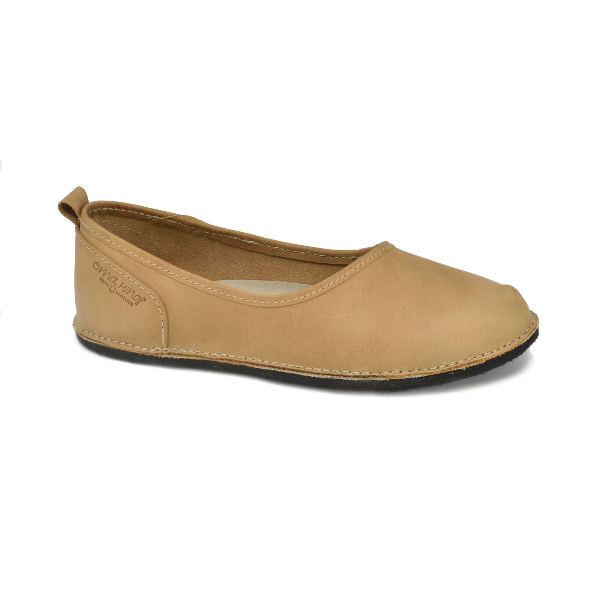 4. Side view of Kuutsid Shoes in Cappuccino by OmaKing, highlighting genuine leather upper