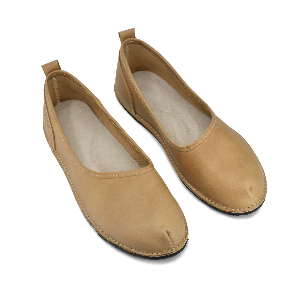 3. Studio shot of Kuutsid Shoes in Cappuccino by OmaKing, showing top view and ergonomic design