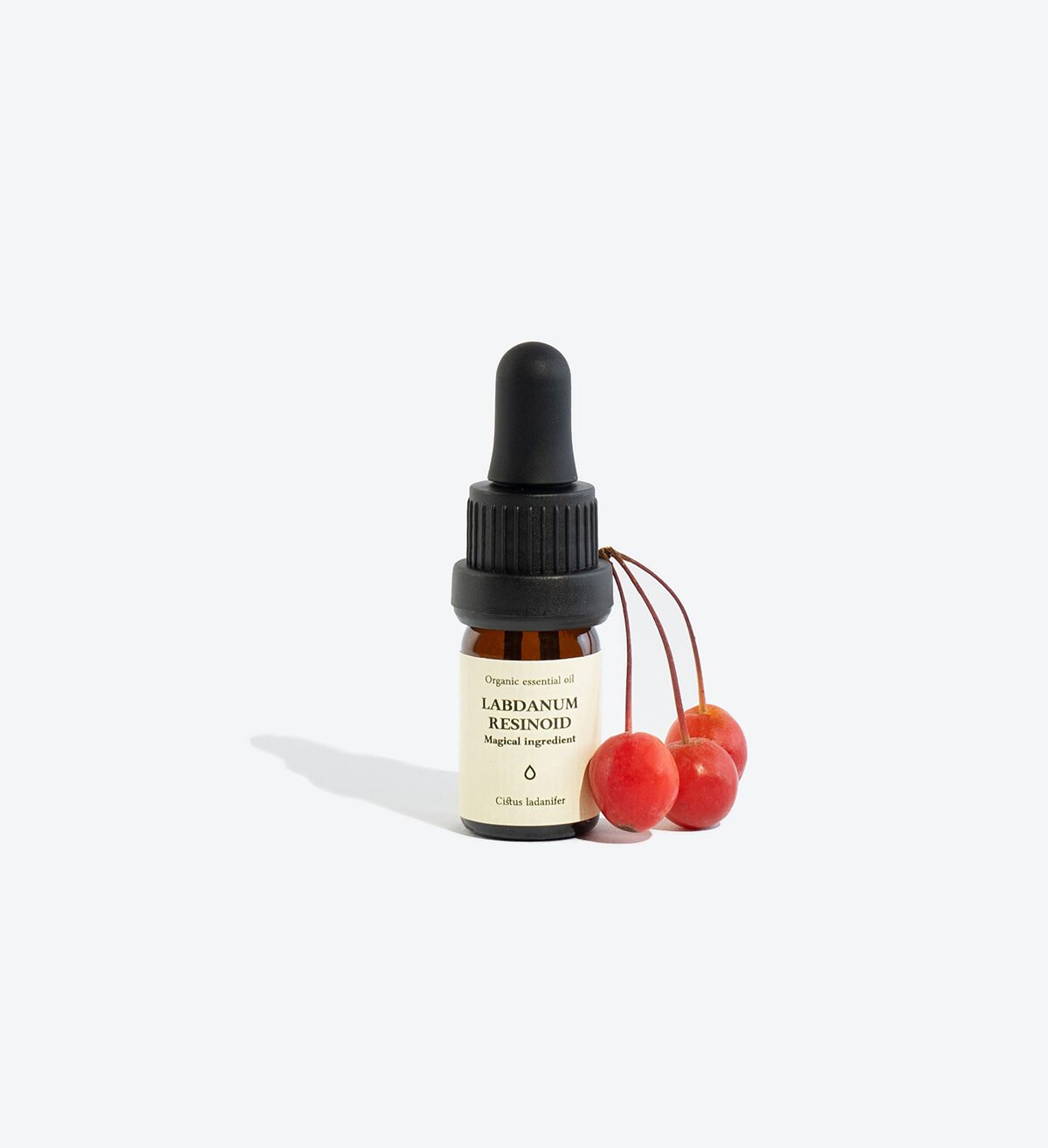 1. Smells Like Spells LABDANUM RESINOID Essential Oil bottle with cherries, showcasing organic Cistus ladanifer