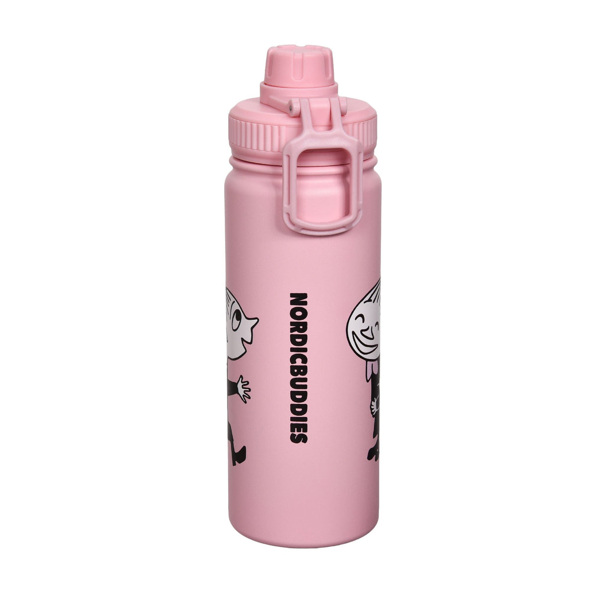 4. Little My Thermal Everyday Bottle by Moomin in pink, showing NordicBuddies branding, studio shot