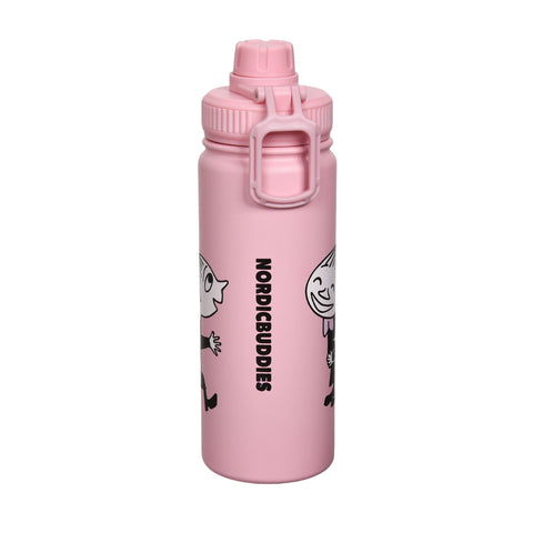 4. Little My Thermal Everyday Bottle by Moomin in pink, showing NordicBuddies branding, studio shot