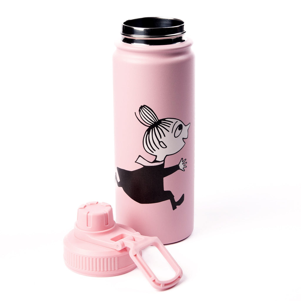 5. Little My Thermal Everyday Bottle by Moomin in pink, with removable lid and character print, studio shot