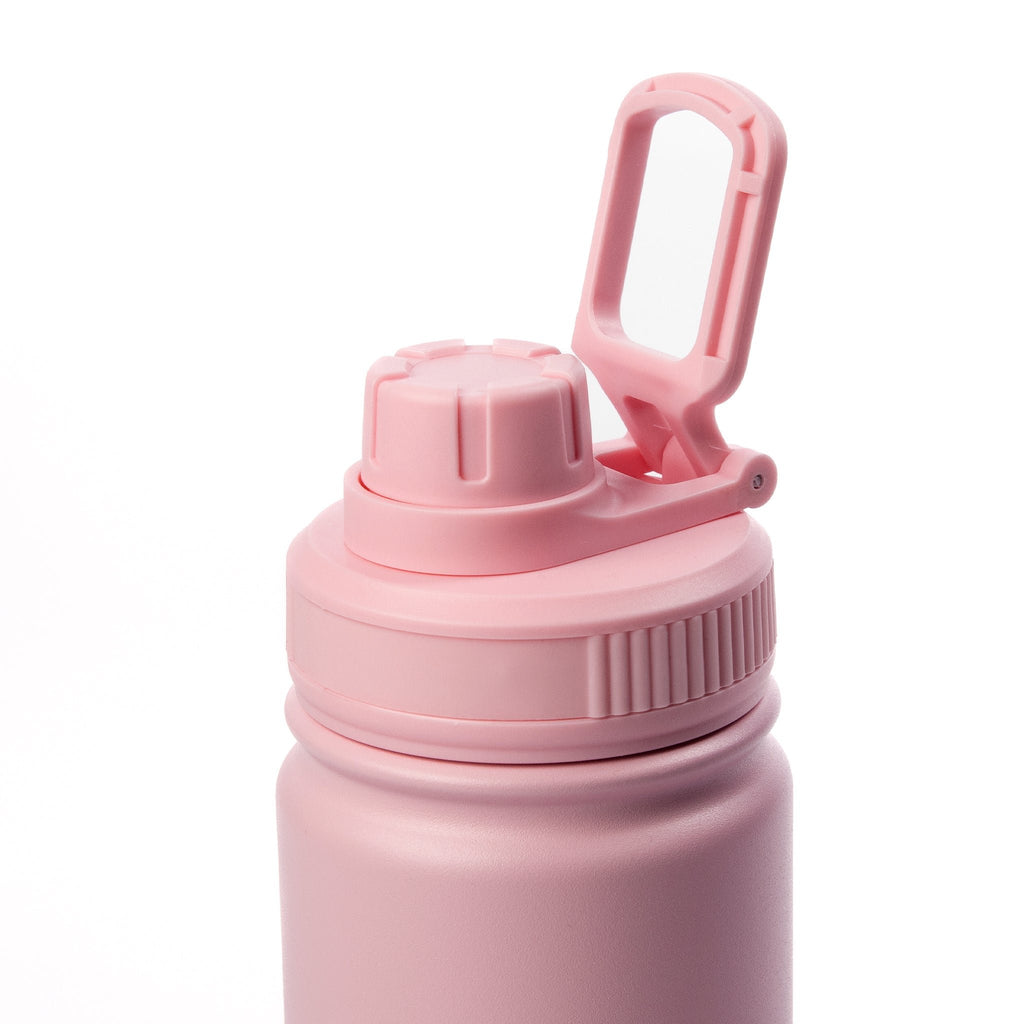 6. Close-up of Little My Thermal Everyday Bottle by Moomin in pink, highlighting handle and screw cap